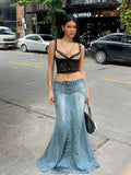 Lace Bustier Patchwork Double Strap Top- Outfit