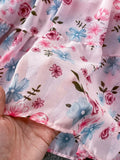 Floral Midi Dress Women Elegant V-Neck Lantern Long Sleeve High Waist Draped A-Line Casual Vestidos Female Spring