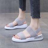 Women Shoes 2022 Summer Platform Elastic Band Casual Sandals Woman Open Toe Beach Sandals Socofy Sports Sandals Sandalias