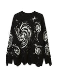 Swirl Print Ripped Design Sweater-Outfit