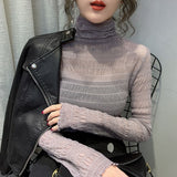 Women See Through Transparent Mesh Tops Long Sleeve Sheer Slim Ladies