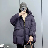 New Winter Women White Duck Down Jacket Hooded Warm Oversize Puffer Coat Female Casual Loose Parkas Pocket