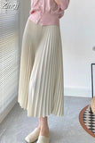 Women's Maxi Winter Skirt A-line White High Quality Brown Vintage Long Pleated Skirt Midi Elastic Waist Elegant for Women