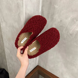 Retro Lamb Hair Plus Plush Fur Slippers Women's Bag Head Dragging Fairy Wind Lazy Cotton