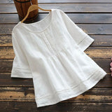 Summer Solid Color Cotton Linen Half
