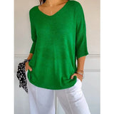 Casual Sweater Basic Thin V-Neck Seven-Sleeve Solid Female Bottoming Shirt Ice Cream