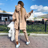 Women Elegant Zipper Sweatshirt Pullover & Elastic Waist Pants Tracksuit Casual Solid Sports Suit Autumn Winter Fleece 2pcs