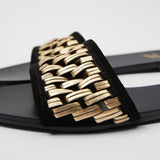 ZARZ Slippers Woman 2022 Flat Shoes Spring Summer New Sexy Fashion Golden Weave Square Toe Flat-Heeled Beach Sandals For