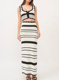 Suit Striped Knitted Vest Blouse High Waist-Colly Half-Dress Two-Piece