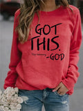 Print Round Pullover Neck Loose Long Sleeves