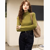 Turtleneck Knitted Tops 2022 Autumn Winter Korean Fashion Thicken Warm Solid T-shirts Soft Slim Woman Clothes