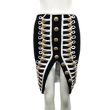Sexy Bandage Pencil Skirts Women 2022 Bodycon Summer Clothes Front Split High Waist Buttons Evening Party