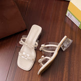 Transparent Crystal Coarse Sandals Women 2025 Summer Fairy Wind Bow One By One With Cool Drag
