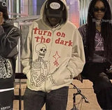 Anime Print Hoodies Men Zip Up Long Sleeve Streetwear Sweatshirts Coats Letter Loose Grunge Gothic Oversized Hooded