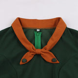 Green Autumn Women 50s 60s Tunic Midi Dress Retro Vintage Robe Rockabilly Vestido Office Casual Winter 1950s Short
