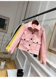Vintage Biker Leather Jacket Faux Leather Short Design Single Breasted Punk Leather Jacket White Yellow