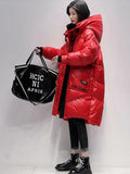 Black Long 90% White Duck down Jacket Women Streetwear New Fashion Loose Letter Windproof Parkas Hooded Down Coats