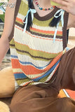 Loose O Neck Thin Tops Knitted Summer Sleeveless Sueter Vests Women Contrast Color Striped Sweaters Vest Korean