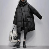 Thicked Black Long Loose 90 White Duck Down Coats Women's Hooded Warmer Bread Clothing Korean Version