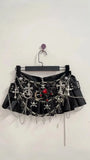 Black Micro Pleated Cross Chain Skirt-Outfit