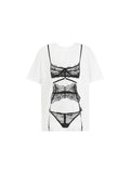 Bikini Perspective Printing Loose Short Sleeve T-shirt Women's Streetwear Loose White T-shirt