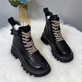 Winter New Thicksoled Boots British Trendy Shoes Tooling Boots Are Thin Locomotive Leather Boots Casual women