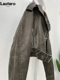 Spring Autumn Cool Short Loose Pu Leather Biker Jacket Women Zipper Blet Retro Female European Fashion Streetwear