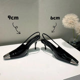 ~~ Sexy High Heels Black Fine Heel Back Empty Single Shoes Head