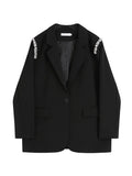 Women Fashion Office Wear Single Breasted Black Blazer Coat Vintage Long Sleeve Suit Jacket Pockets Female Outerwear Chic