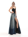 2023 Split Out Denim Skirt Jeans Women Casual Long Skirt High Waisted Jean Streetwear New Midi Skirt
