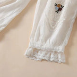 Vintage Cotton Linen Pants Women Elastic Lace Flower Embroidered Casual Harem Pants Loose All Match Bloomers