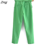 Women Fashion Solid Colors Ankle Length Pants Chic Business Trousers Office Lady Zipper Fly Pantalones Mujer Pants