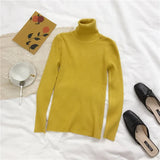 Autumn Winter Thick Sweater Women Knitted Ribbed Pullover Sweater Long Sleeve Turtleneck Slim Jumper Soft Warm Pull