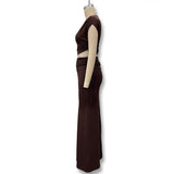 Spring And Summer New Women's Solid Color Tie With Slanted Shoulder Dress Open Skirt Dress