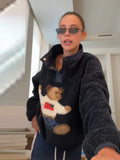 New Women's Autumn And Winter Lead Cute Bear Pattern Lamb Plush Jacket Jacket