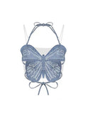 Women Sexy Crop Top Off Shoulder Removable Sleeves Y2k Tank Top 90s Vintage Streetwear Fashion Bandage Butterfly Tube Top