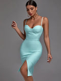 Midi Bandage Dress 2022 New Women Bandage Dress Bodycon High Quality Elegant Sexy Evening Club Party Dress Summer