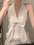 Spring And Summer New Temperament Thin Design Small Fish Bone Bundle Hanging Neck V-Neck Dress Fish Bone