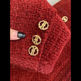 Style New Year Red Women's Suit Jacket Skirt Set Autumn and Winter Temperament Elegant Suit Coat Long Skirt Two-piece