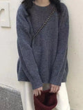 solid color oversize sweater with crew