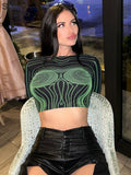 Summer Aesthetic Striped Bare Midriff Tops Women Long Sleeve O-Neck Wild Y2K T-Shirt Ladies Tees Streetwear