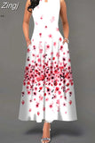 Women Floral Printed Long Dresses Casual Sleeveless Beach Holiday Boho Maxi Dress