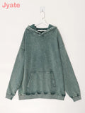 Autumn Distressed Hoodie Sweatshirts 2022 Thick Long Sleeves Solid Color Pullovers Fashion Casual Streetwear Loose