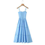 Corset Elastic Ruched Strap Midi Dress- Outfit