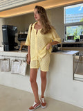 Fashion Knitted Hollow Set Beach Sexy Babes Casual Breathable Summer New Women