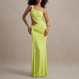 Summer Sexy Shoulder-To-Shoulder-Back Tective Dress Stylish Solid-Colored Strap-Nrinking Folding