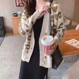 Women Winter Knit Sweater Coat V Neck Sheep Cardigans Christmas Sweaters Warm Knitted Sueter Mujer Loose Long Sleeve