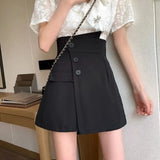 4Xl Suit Black Shorts Women High Waist Irregular Wide Leg Short Pants Office Lady Elegant A Line Loose Shorts Skirts