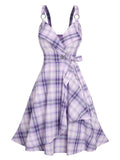 Print Dresses Bowknot Surplice Dress Wrap Neck Women Robe O Ring A Line Mini Vestidos For