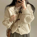 Vintage Harajuku Women Casual Cardigan Sweater Autumn Winter Loose Long Sleeve Korean Tops Female Preppy Style Y2k